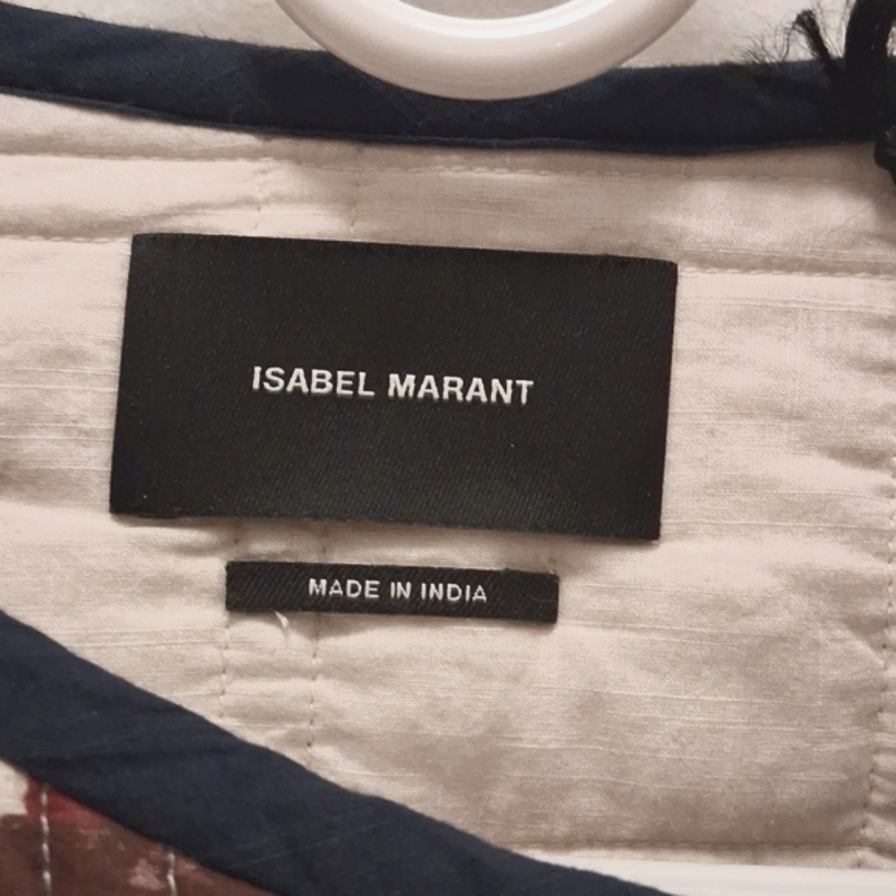 STAY WARM With Stylish Isabel Marant Quilt Geometric Patterned Ecru Jacket - Picture 3 of 8